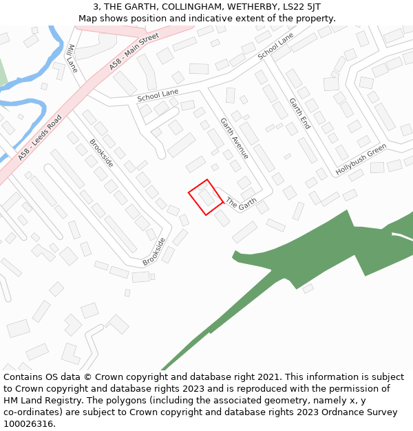 3, THE GARTH, COLLINGHAM, WETHERBY, LS22 5JT: Location map and indicative extent of plot