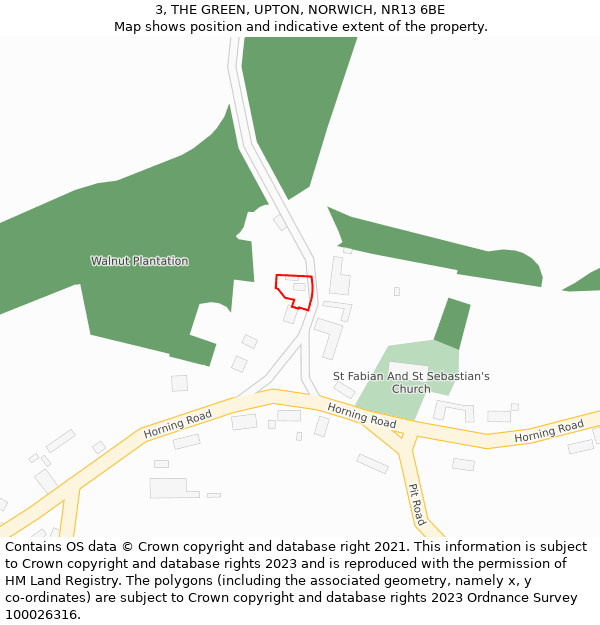 3, THE GREEN, UPTON, NORWICH, NR13 6BE: Location map and indicative extent of plot
