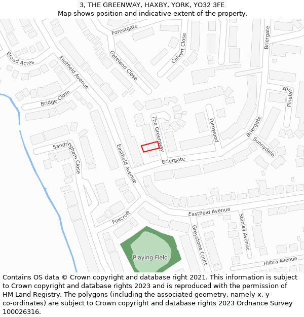 3, THE GREENWAY, HAXBY, YORK, YO32 3FE: Location map and indicative extent of plot