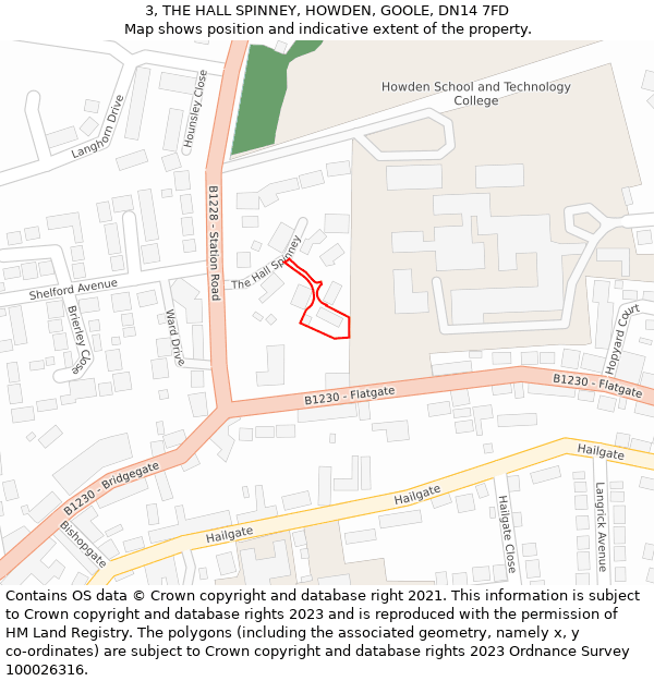 3, THE HALL SPINNEY, HOWDEN, GOOLE, DN14 7FD: Location map and indicative extent of plot