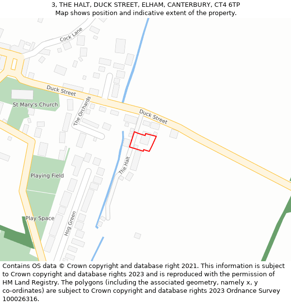 3, THE HALT, DUCK STREET, ELHAM, CANTERBURY, CT4 6TP: Location map and indicative extent of plot