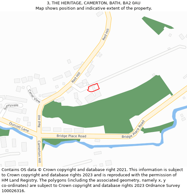 3, THE HERITAGE, CAMERTON, BATH, BA2 0AU: Location map and indicative extent of plot