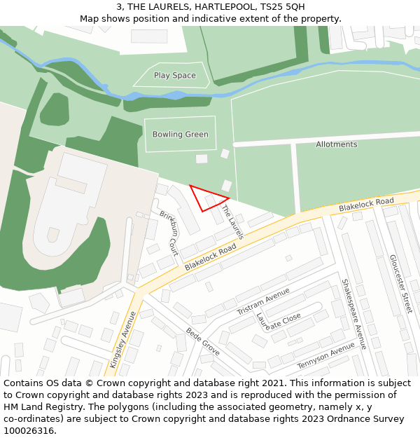 3, THE LAURELS, HARTLEPOOL, TS25 5QH: Location map and indicative extent of plot