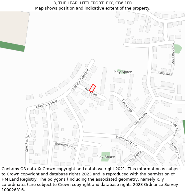 3, THE LEAP, LITTLEPORT, ELY, CB6 1FR: Location map and indicative extent of plot