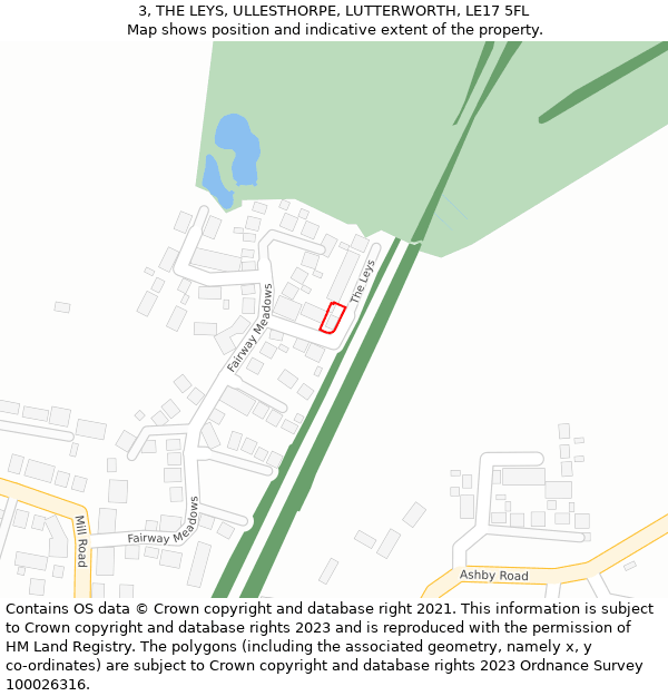 3, THE LEYS, ULLESTHORPE, LUTTERWORTH, LE17 5FL: Location map and indicative extent of plot