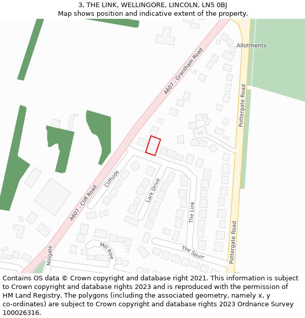 3, THE LINK, WELLINGORE, LINCOLN, LN5 0BJ: Location map and indicative extent of plot