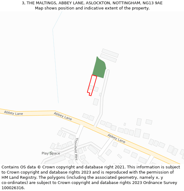 3, THE MALTINGS, ABBEY LANE, ASLOCKTON, NOTTINGHAM, NG13 9AE: Location map and indicative extent of plot