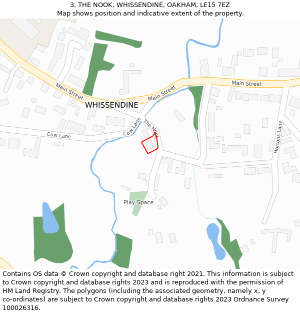 3, THE NOOK, WHISSENDINE, OAKHAM, LE15 7EZ: Location map and indicative extent of plot