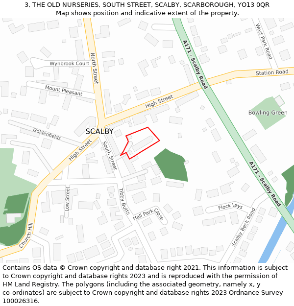 3, THE OLD NURSERIES, SOUTH STREET, SCALBY, SCARBOROUGH, YO13 0QR: Location map and indicative extent of plot