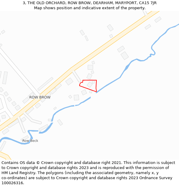 3, THE OLD ORCHARD, ROW BROW, DEARHAM, MARYPORT, CA15 7JR: Location map and indicative extent of plot