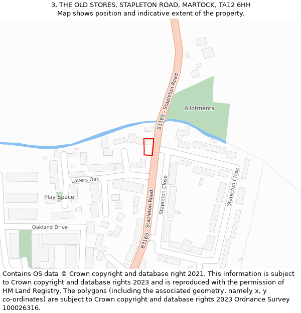 3, THE OLD STORES, STAPLETON ROAD, MARTOCK, TA12 6HH: Location map and indicative extent of plot