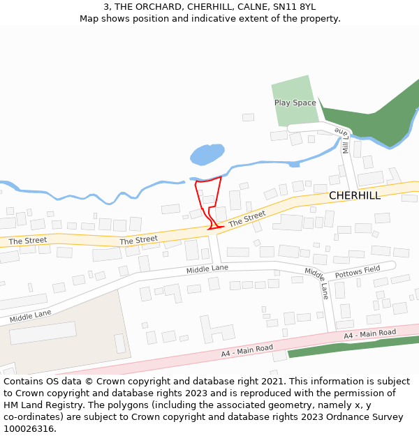 3, THE ORCHARD, CHERHILL, CALNE, SN11 8YL: Location map and indicative extent of plot