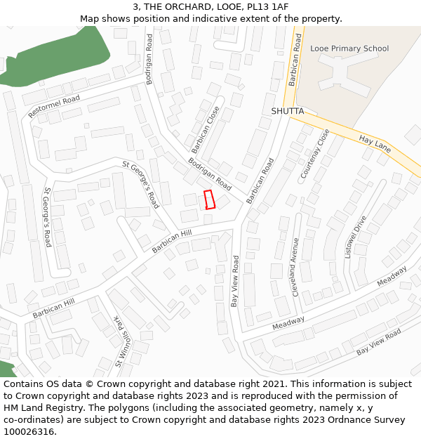3, THE ORCHARD, LOOE, PL13 1AF: Location map and indicative extent of plot
