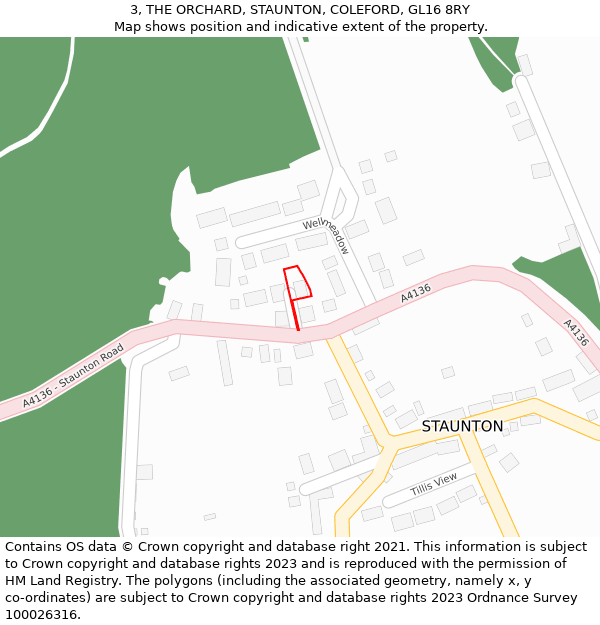 3, THE ORCHARD, STAUNTON, COLEFORD, GL16 8RY: Location map and indicative extent of plot