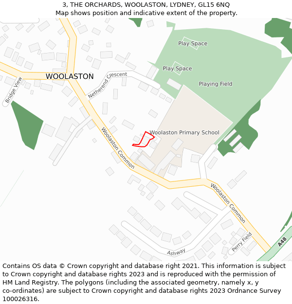 3, THE ORCHARDS, WOOLASTON, LYDNEY, GL15 6NQ: Location map and indicative extent of plot