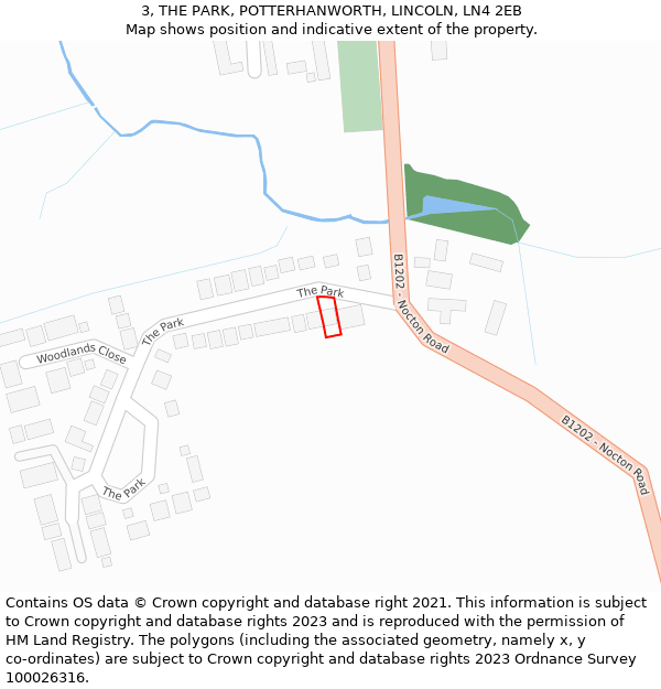 3, THE PARK, POTTERHANWORTH, LINCOLN, LN4 2EB: Location map and indicative extent of plot