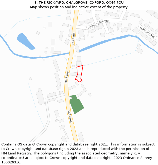 3, THE RICKYARD, CHALGROVE, OXFORD, OX44 7QU: Location map and indicative extent of plot
