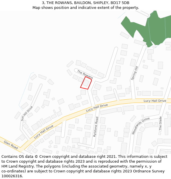 3, THE ROWANS, BAILDON, SHIPLEY, BD17 5DB: Location map and indicative extent of plot