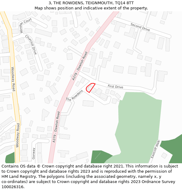 3, THE ROWDENS, TEIGNMOUTH, TQ14 8TT: Location map and indicative extent of plot