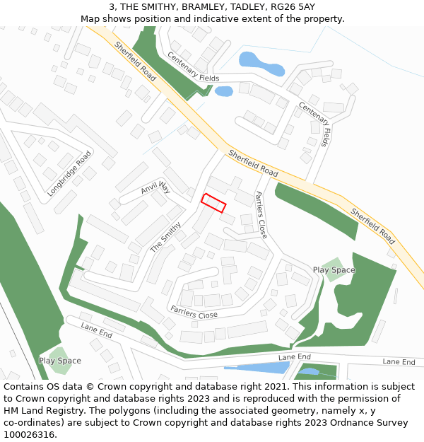 3, THE SMITHY, BRAMLEY, TADLEY, RG26 5AY: Location map and indicative extent of plot