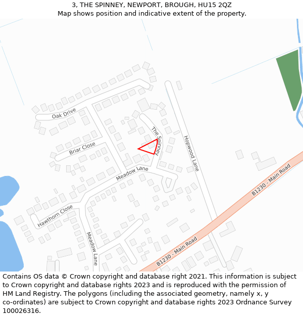 3, THE SPINNEY, NEWPORT, BROUGH, HU15 2QZ: Location map and indicative extent of plot