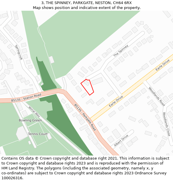 3, THE SPINNEY, PARKGATE, NESTON, CH64 6RX: Location map and indicative extent of plot