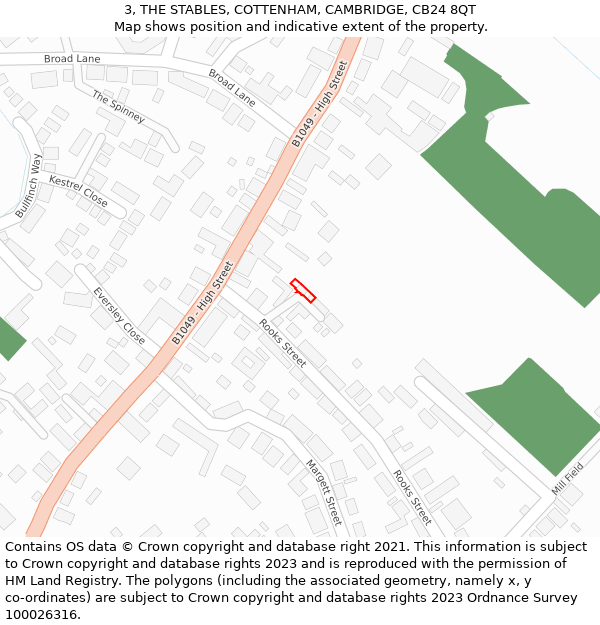 3, THE STABLES, COTTENHAM, CAMBRIDGE, CB24 8QT: Location map and indicative extent of plot