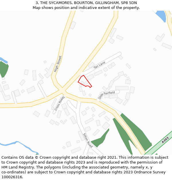 3, THE SYCAMORES, BOURTON, GILLINGHAM, SP8 5DN: Location map and indicative extent of plot