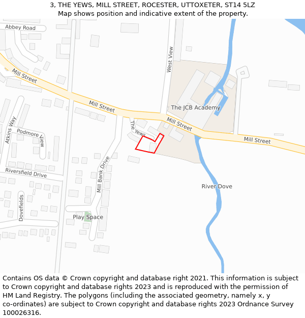 3, THE YEWS, MILL STREET, ROCESTER, UTTOXETER, ST14 5LZ: Location map and indicative extent of plot