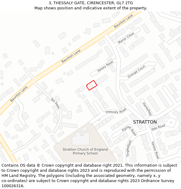 3, THESSALY GATE, CIRENCESTER, GL7 2TG: Location map and indicative extent of plot