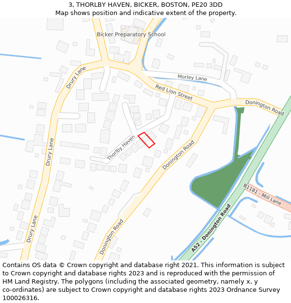 3, THORLBY HAVEN, BICKER, BOSTON, PE20 3DD: Location map and indicative extent of plot