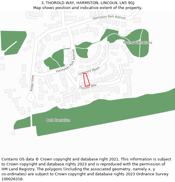 3, THOROLD WAY, HARMSTON, LINCOLN, LN5 9GJ: Location map and indicative extent of plot