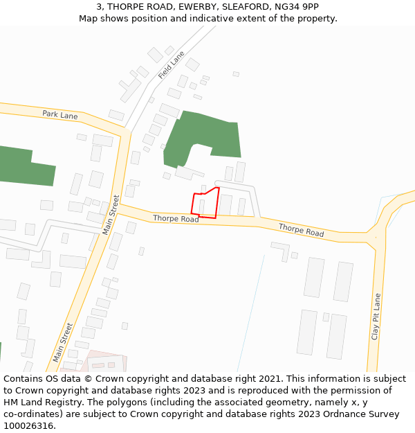 3, THORPE ROAD, EWERBY, SLEAFORD, NG34 9PP: Location map and indicative extent of plot