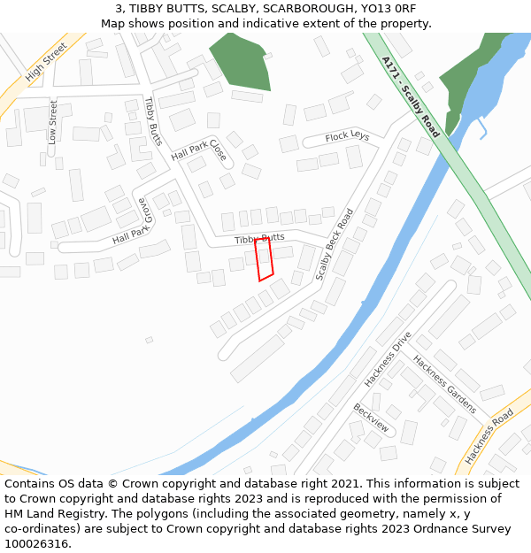 3, TIBBY BUTTS, SCALBY, SCARBOROUGH, YO13 0RF: Location map and indicative extent of plot