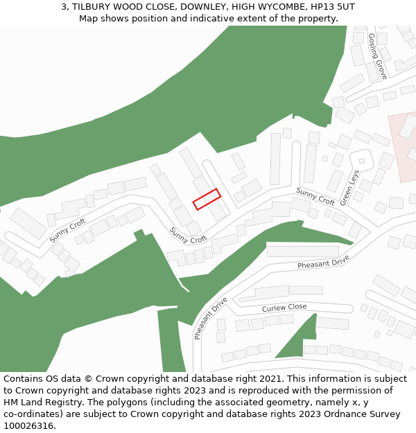 3, TILBURY WOOD CLOSE, DOWNLEY, HIGH WYCOMBE, HP13 5UT: Location map and indicative extent of plot