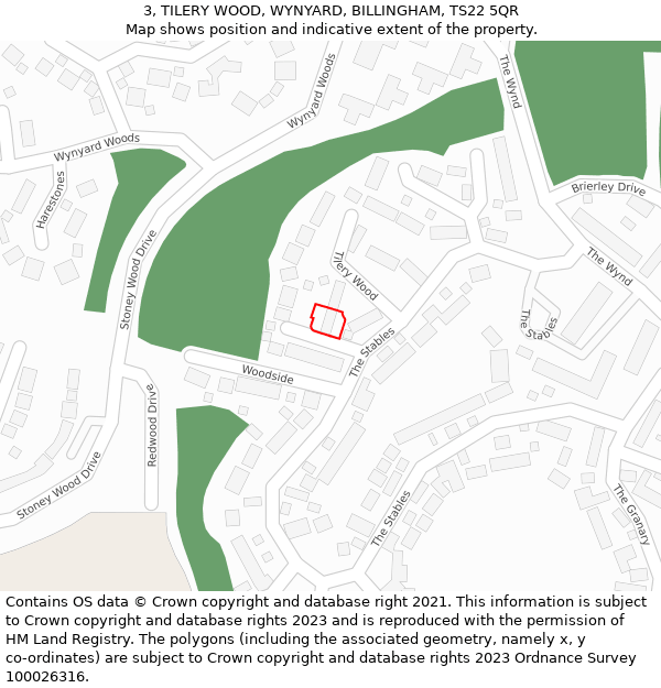 3, TILERY WOOD, WYNYARD, BILLINGHAM, TS22 5QR: Location map and indicative extent of plot