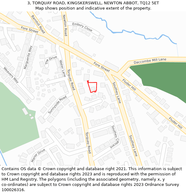 3, TORQUAY ROAD, KINGSKERSWELL, NEWTON ABBOT, TQ12 5ET: Location map and indicative extent of plot