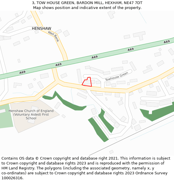 3, TOW HOUSE GREEN, BARDON MILL, HEXHAM, NE47 7DT: Location map and indicative extent of plot