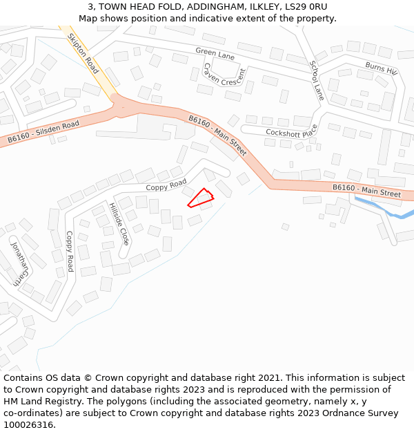 3, TOWN HEAD FOLD, ADDINGHAM, ILKLEY, LS29 0RU: Location map and indicative extent of plot