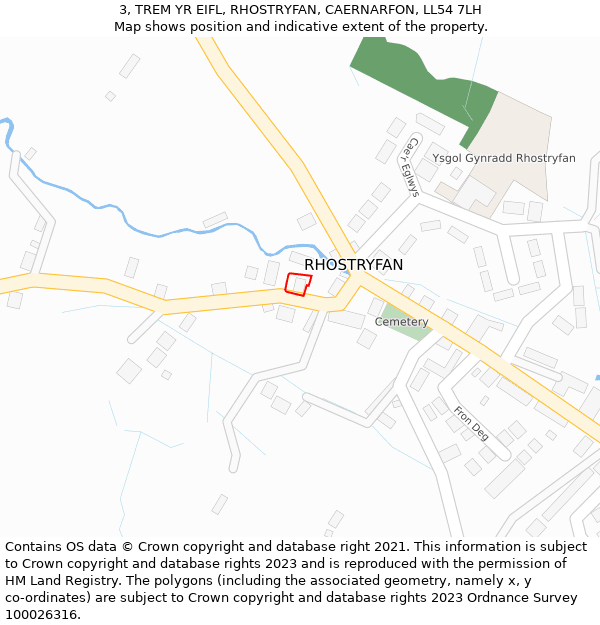 3, TREM YR EIFL, RHOSTRYFAN, CAERNARFON, LL54 7LH: Location map and indicative extent of plot