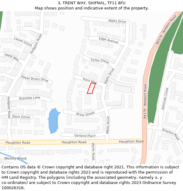 3, TRENT WAY, SHIFNAL, TF11 8FU: Location map and indicative extent of plot