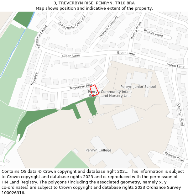 3, TREVERBYN RISE, PENRYN, TR10 8RA: Location map and indicative extent of plot