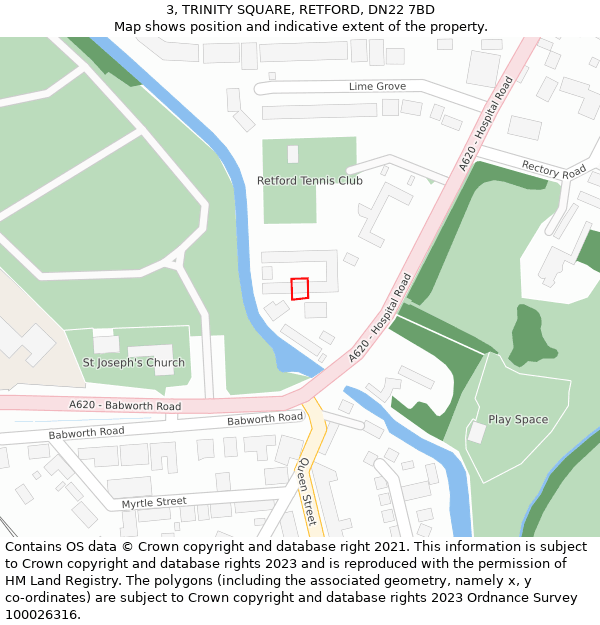 3, TRINITY SQUARE, RETFORD, DN22 7BD: Location map and indicative extent of plot