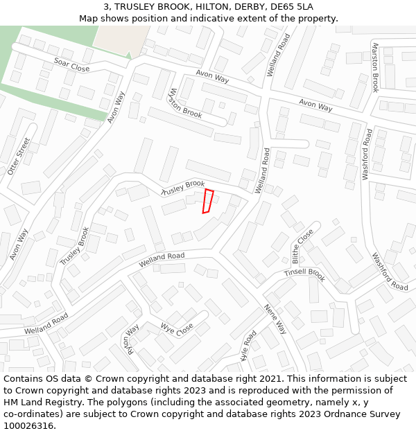 3, TRUSLEY BROOK, HILTON, DERBY, DE65 5LA: Location map and indicative extent of plot