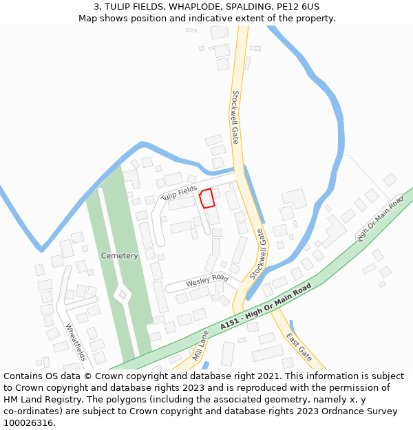 3, TULIP FIELDS, WHAPLODE, SPALDING, PE12 6US: Location map and indicative extent of plot