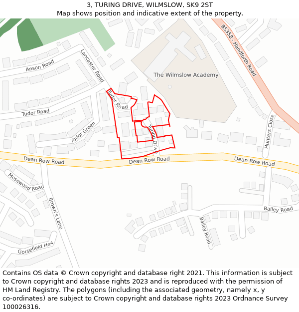 3, TURING DRIVE, WILMSLOW, SK9 2ST: Location map and indicative extent of plot