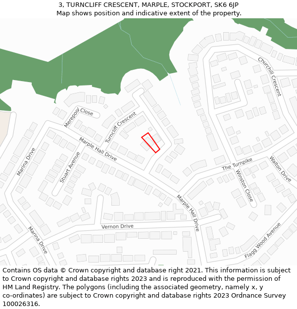 3, TURNCLIFF CRESCENT, MARPLE, STOCKPORT, SK6 6JP: Location map and indicative extent of plot