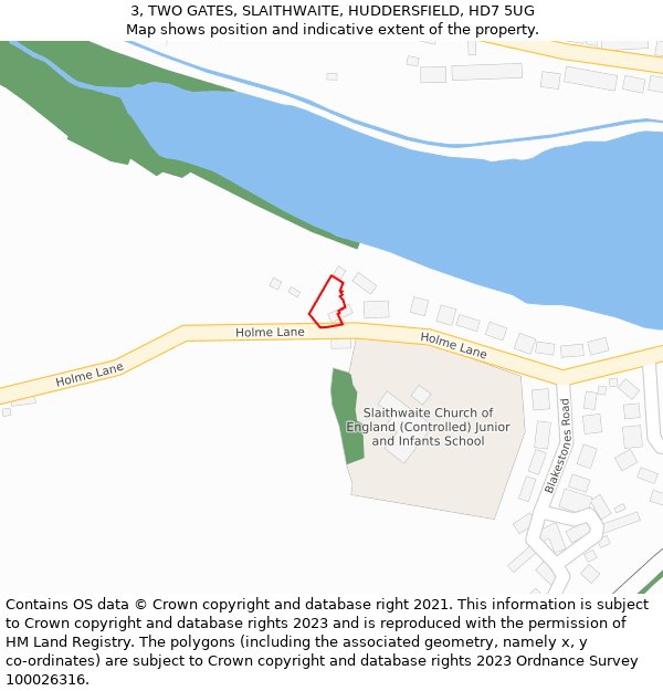 3, TWO GATES, SLAITHWAITE, HUDDERSFIELD, HD7 5UG: Location map and indicative extent of plot