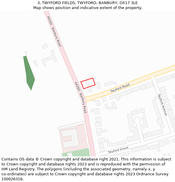 3, TWYFORD FIELDS, TWYFORD, BANBURY, OX17 3LE: Location map and indicative extent of plot