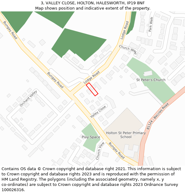 3, VALLEY CLOSE, HOLTON, HALESWORTH, IP19 8NF: Location map and indicative extent of plot